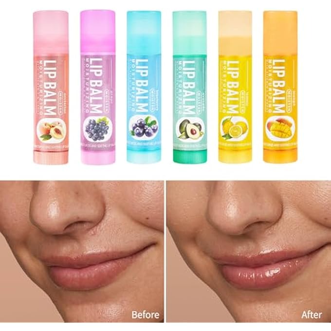 SWIUKPHE FRUIT FLAVORED NATURAL LIP BALM SET LONG LASTING ANTI-CHAPPING MOISTURIZERS FOR WINTER LIP CARE FOR DRY CRACKED LIPS 6 PACK - Image 3